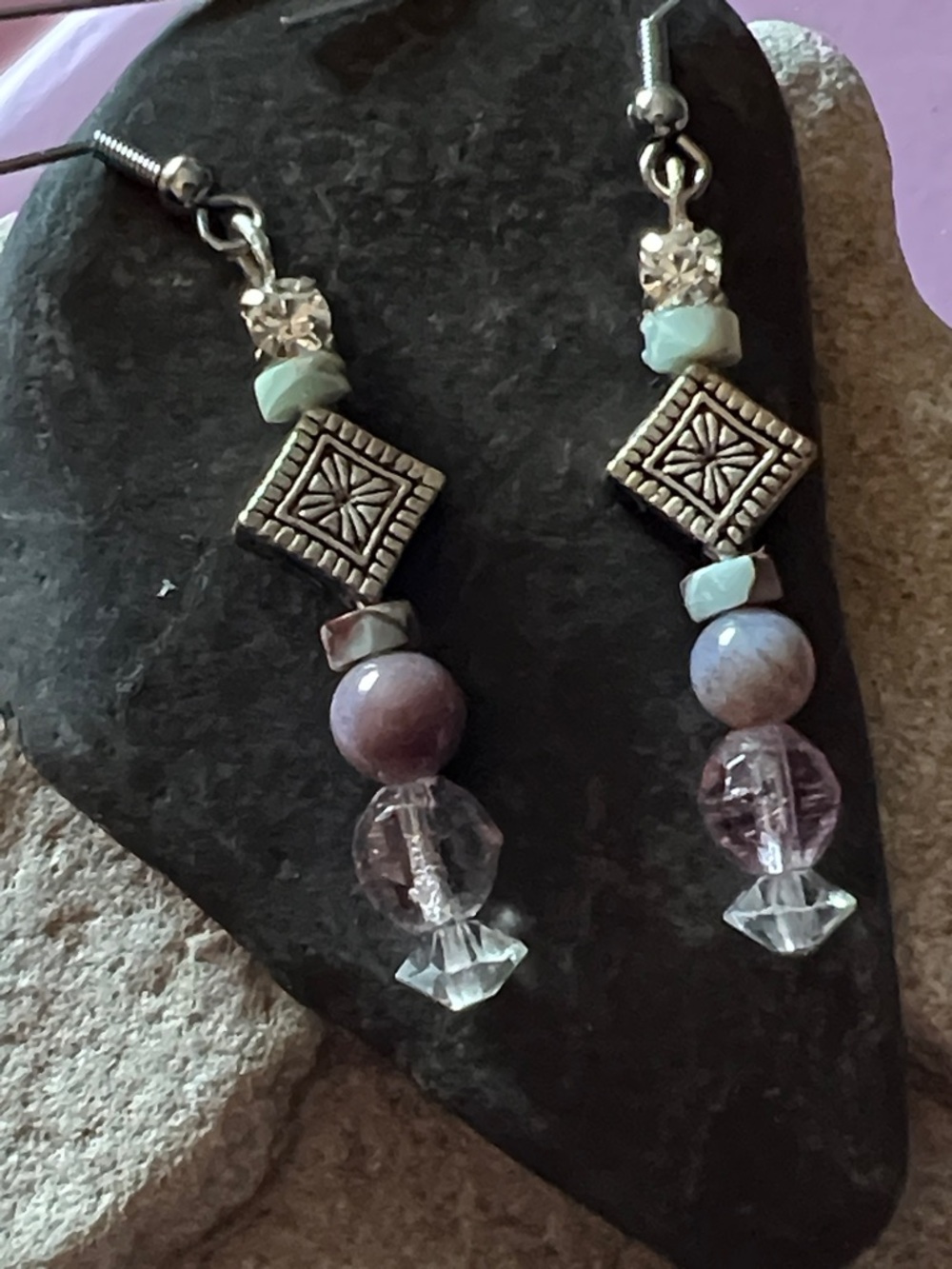 Marvel In Mauve Semi Precious Earrings.